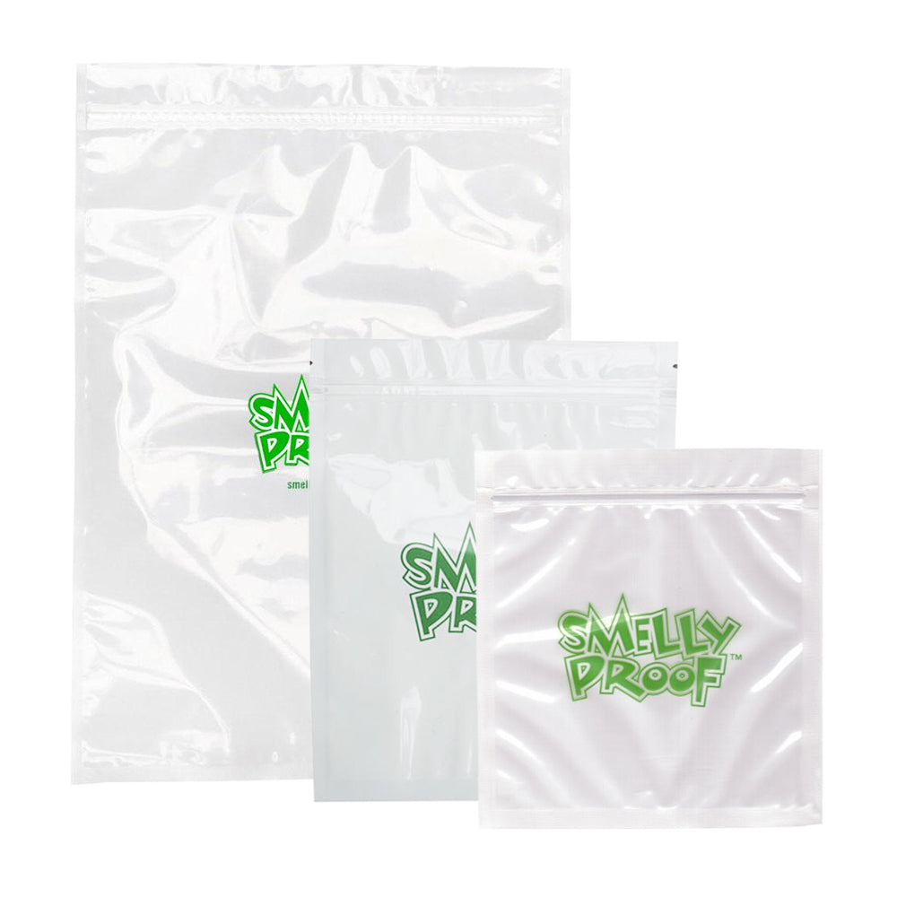 Clear Smelly Proof Bag from Smelly Proof, A6 size, designed to contain and conceal odors with a secure seal.