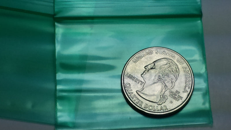 2015 Original Mini Ziplock 2.5mil Plastic Bags 2" x 1" Reclosable Baggies (Green) - The Baggie Store