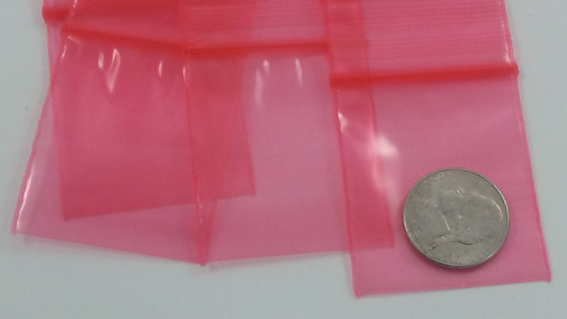 15175 Original Mini Ziplock 2.5mil Plastic Bags 1.5" x 1.75" Reclosable Baggies (Red) - The Baggie Store