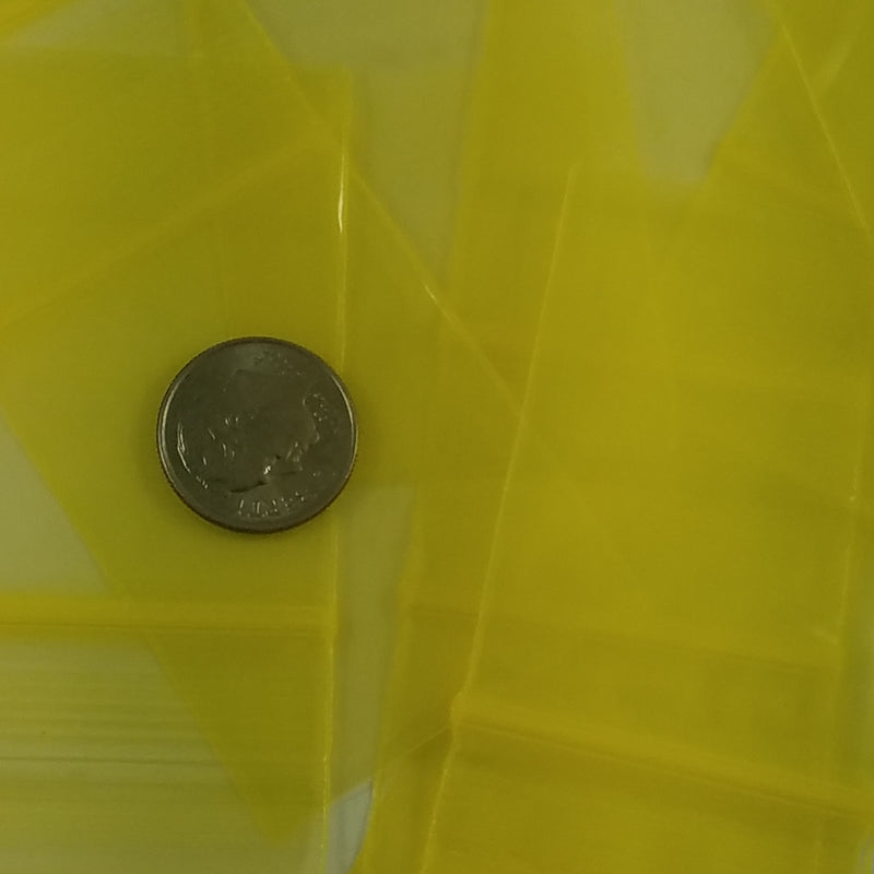 1520 Original Mini Ziplock 2.5mil Plastic Bags 1.5" x 1" Reclosable Baggies (Yellow) - The Baggie Store