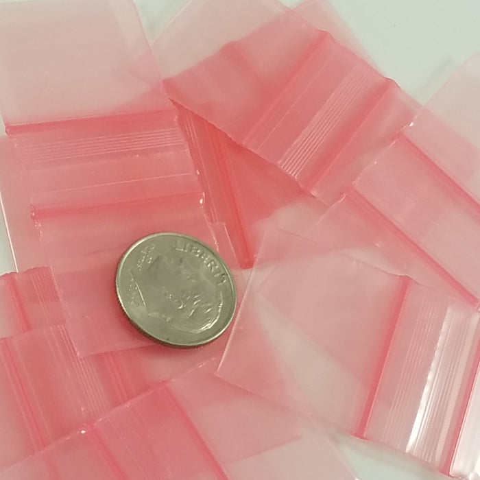 1034 Original Mini Ziplock 2.5mil Plastic Bags 1" x 3/4" Reclosable Baggies (Pink) - The Baggie Store