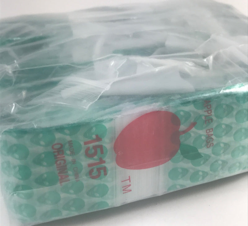 1515 Original Mini Ziplock 2.5mil Plastic Bags 1.5" x 1" Reclosable Baggies (Green Alien) - The Baggie Store