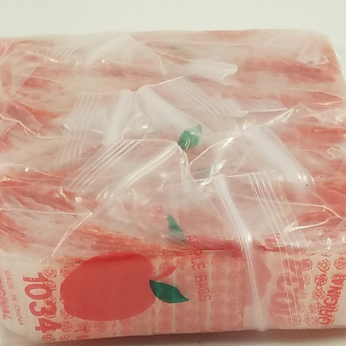 1034 Original Mini Ziplock 2.5mil Plastic Bags 1" x 3/4" Reclosable Baggies (Red Dice) - The Baggie Store