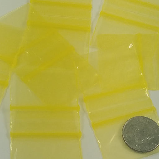 12534 Original Mini Ziplock 2.5mil Plastic Bags 1.25" x 3/4" Reclosable Baggies (Yellow) - The Baggie Store