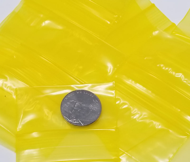 2010 Original Mini Ziplock 2.5mil Plastic Bags 2" x 1" Reclosable Baggies (Yellow) - The Baggie Store