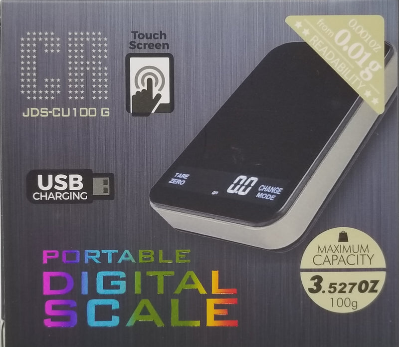 JDS-CU100 Portable Digital Scale Touchscreen USB Charging, 100g, 0.01g #A7 - TBS Supply Co