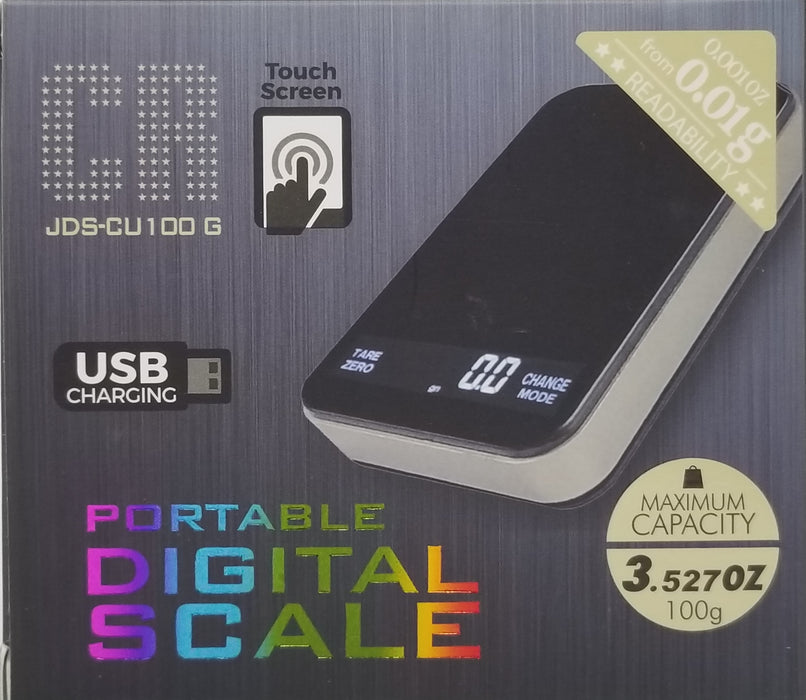 JDS-CU100 Portable Digital Scale Touchscreen USB Charging, 100g, 0.01g #A7