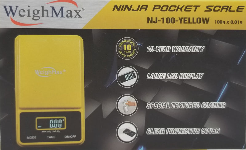 WeighMax NJ-100-Yellow Ninja Portable Digital Scale, 100g, 0.01g - TBS Supply Co