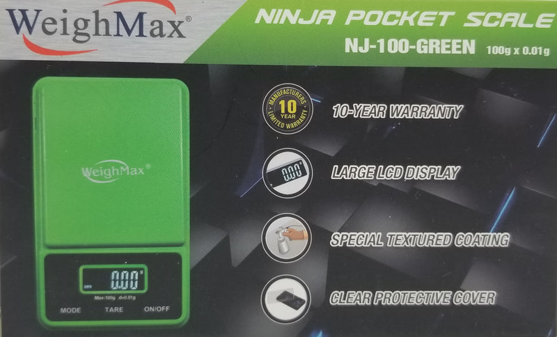 WeighMax NJ-100-Green Ninja Portable Digital Scale, 100g, 0.01g - TBS Supply Co