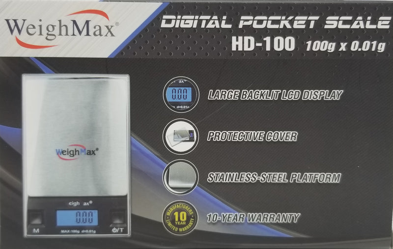 WeighMax HD-100 Portable Digital Scale, 100g, 0.01g - TBS Supply Co