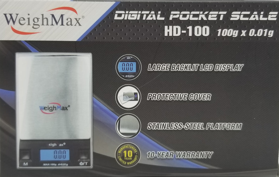 WeighMax HD-100 Portable Digital Scale, 100g, 0.01g