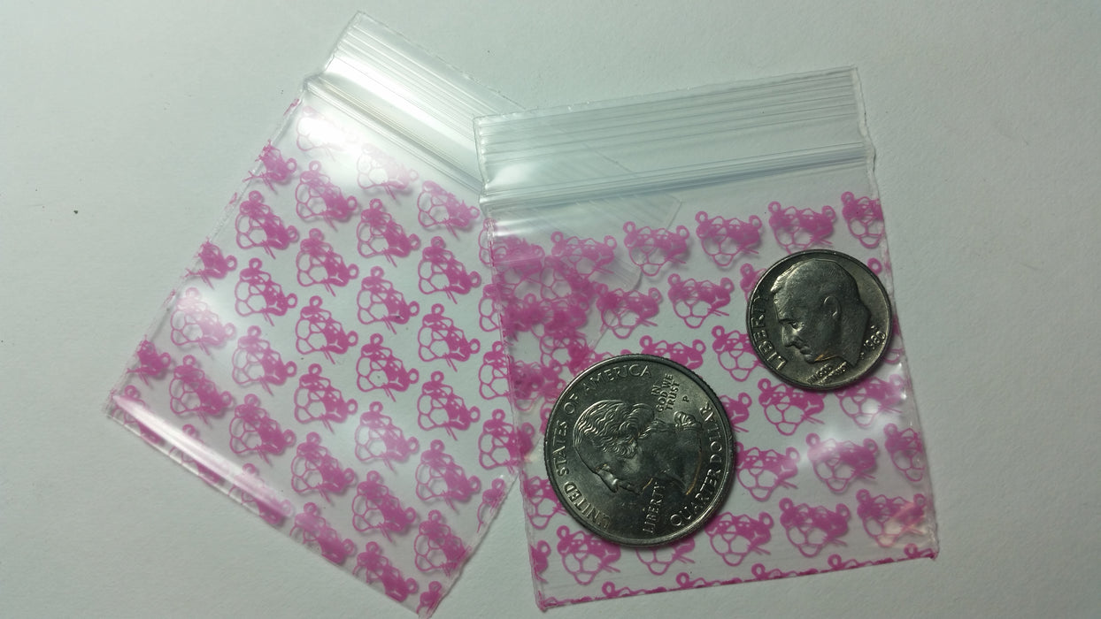 2020 Original Mini Ziplock 2.5mil Plastic Bags 2" x 2" Reclosable Baggies (Pink Panther) - The Baggie Store