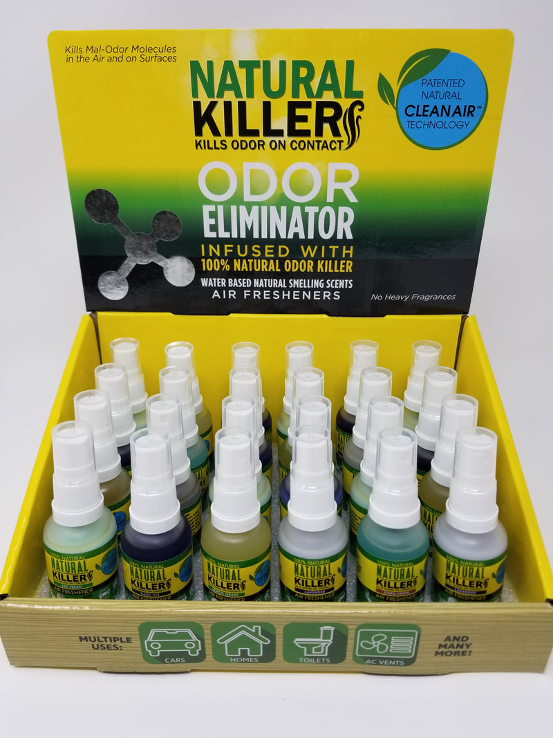 Natural Killers Natural Killer Odor Eliminator Spray, incense air freshener with fresh scent for eliminating odors.