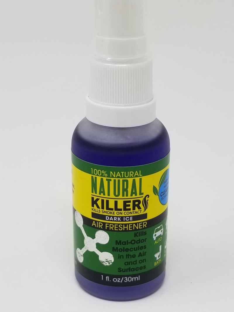 Natural Killers Natural Killer Odor Eliminator Spray in a sleek bottle, designed to freshen air and eliminate odors effectively.