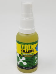 Natural Killers Natural Killer Odor Eliminator spray in a spray bottle, designed for freshening indoor air and eliminating odors.