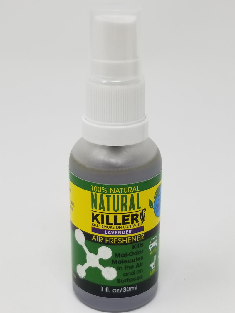 Natural Killers Natural Killer odor eliminator spray, incense air freshener with a sleek bottle design and fresh scent.