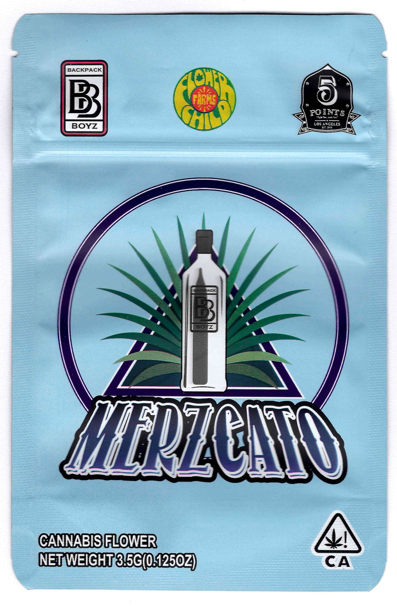 Smell-proof Merzacado Mylar bags by The Baggie Store, featuring durable, resealable storage for cannabis or other products.