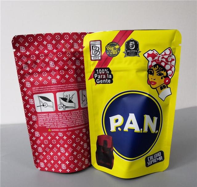 Smell-proof PAN Matte Mylar Bags from The Baggie Store, 50-pack, with sealed edges and matte finish for secure storage.