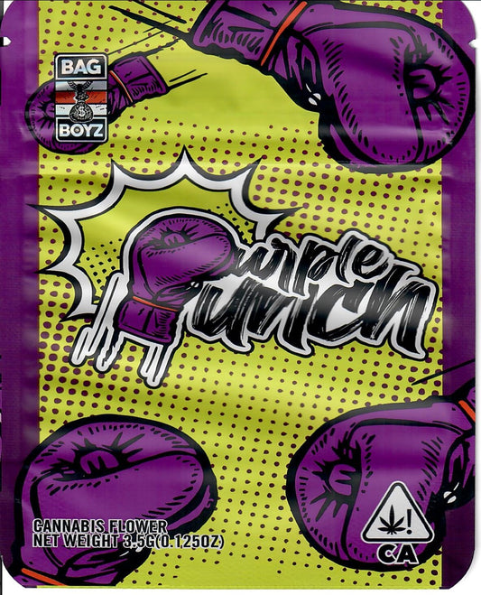 Purple Punch smell proof Mylar bags from The Baggie Store, durable storage for herbs and concentrates.