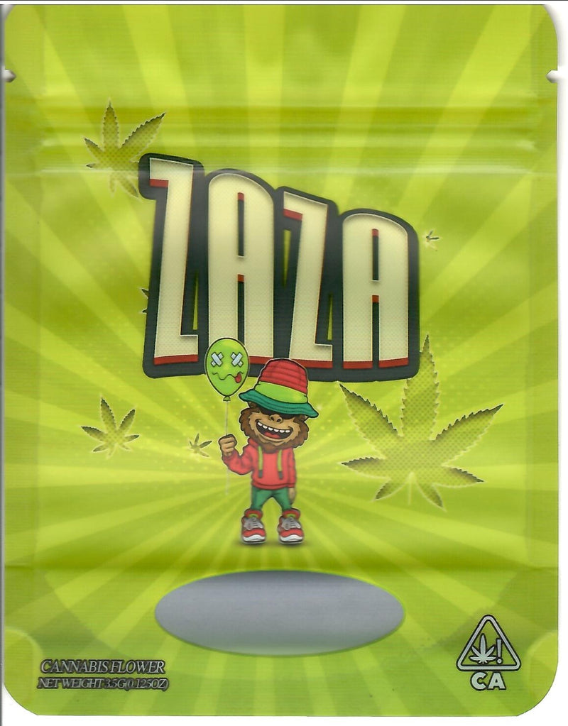 Set of 50 Zaza matte Mylar smell-proof bags from The Baggie Store, durable packaging for secure storage of herbs or concentrates.