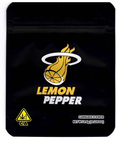 Lemon Pepper matte Mylar smell-proof bags from The Baggie Store, 50-pack, featuring resealable, durable packaging for secure storage.