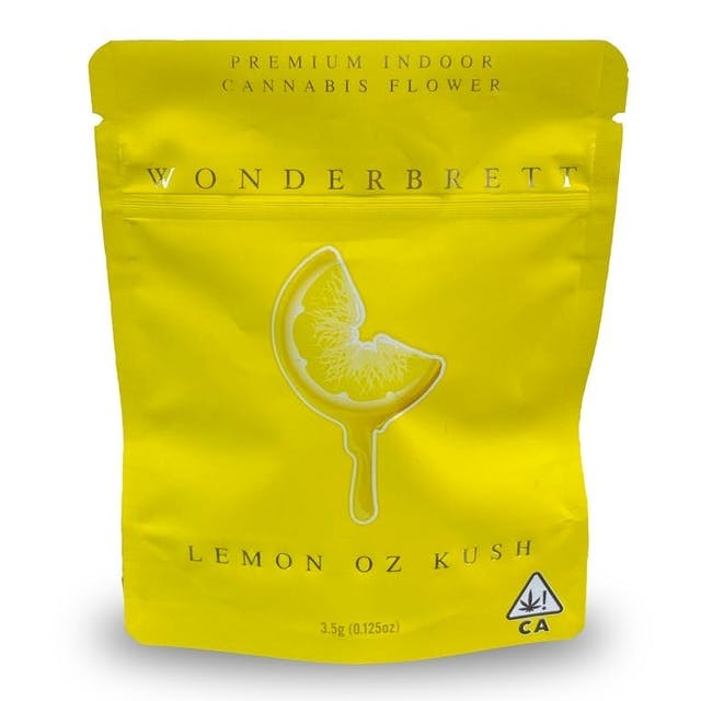 Smell-proof Lemon Oz Kush matte Mylar bag from The Baggie Store, set of 50 for discreet storage and protection.