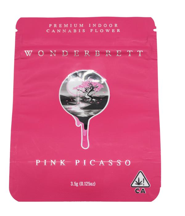 Pink Picasso Smell Proof Mylar Bags from The Baggie Store, durable packaging for discreet storage of herbs and snacks.