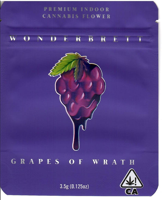 Smell-proof Grapes of Wrath Mylar bags by The Baggie Store, featuring resealable, durable packaging for cannabis or herbs.