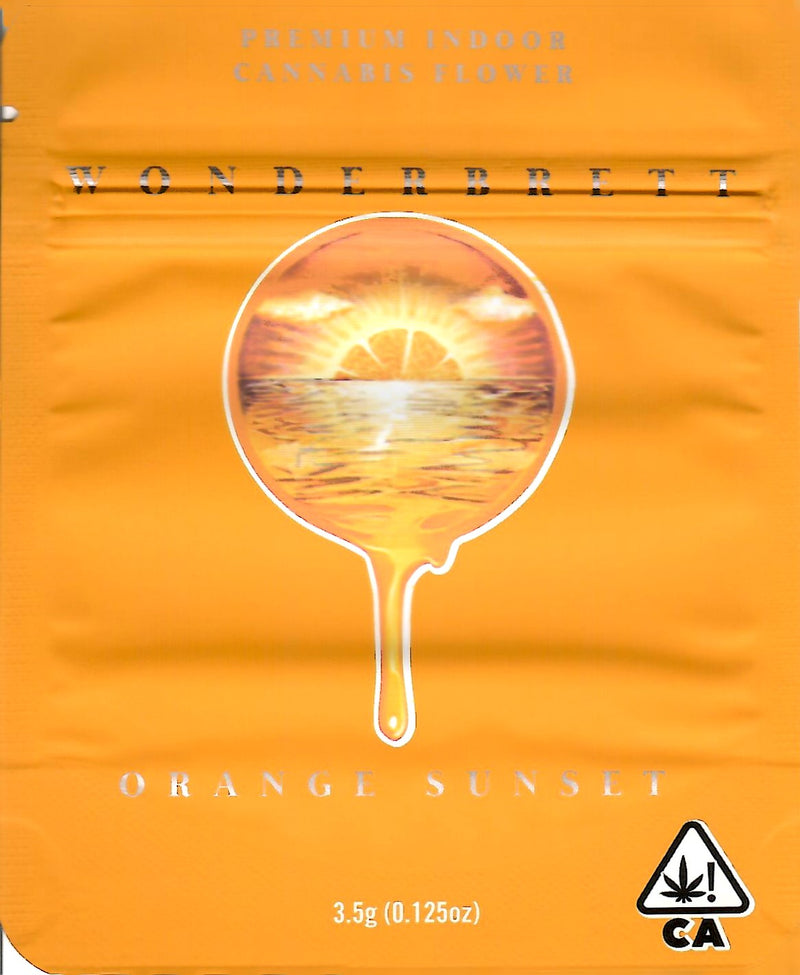 Orange Sunset matte Mylar bags, smell proof storage pouches from The Baggie Store, shown in a pack of 50.