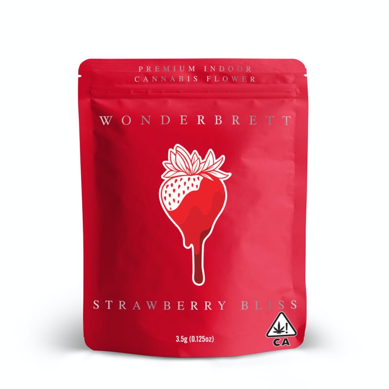 Smell-proof Strawberry Bliss Matte Mylar Bags by The Baggie Store, 50-pack, with resealable closures and vibrant strawberry design