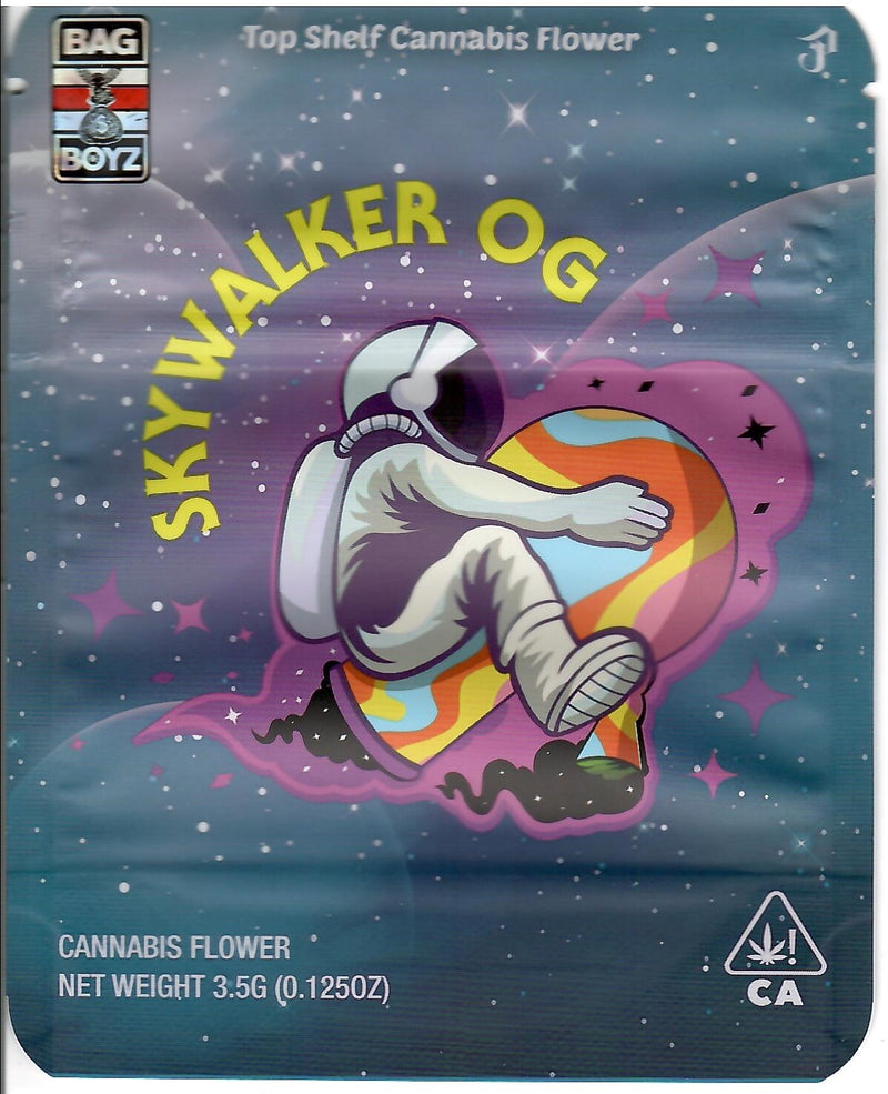 Skywalker OG matte Mylar smell-proof bags, 50-pack, durable storage pouches for secure, odor-resistant packaging.