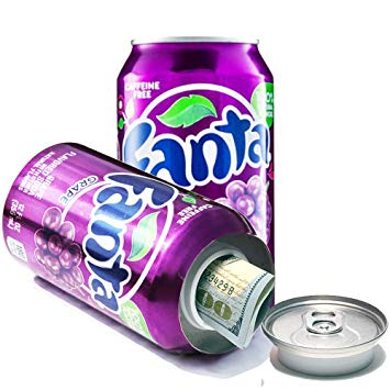 Assorted Safe Cans diversion safes designed to look like soda cans, featuring various flavors and discreet storage compartments.