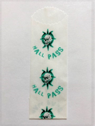 Vellum glassine stamp wax paper envelope bag from Stamp Collectors moisture resistant wax bags collection, Hall Pass design.