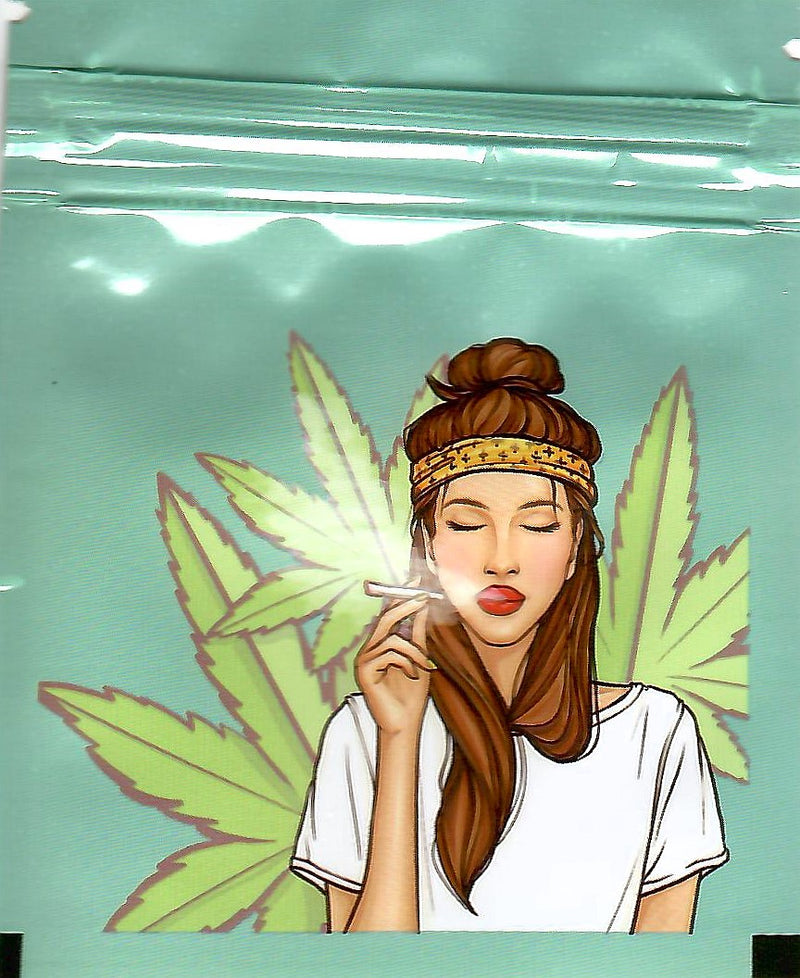 Smell-proof Hippie smoking Mylar bags by The Baggie Store, 100-pack, featuring resealable, durable packaging for discreet storage.