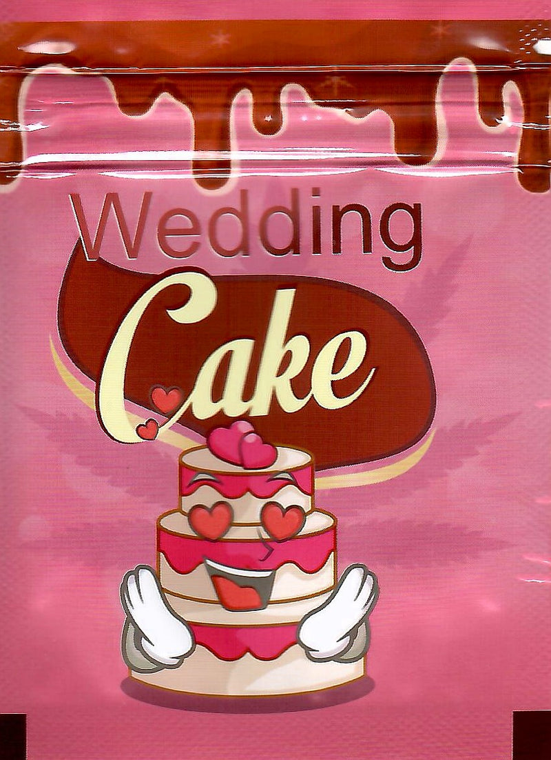 Set of 100 smell-proof wedding cake Mylar bags from The Baggie Store, durable packaging for storing baked goods or treats.