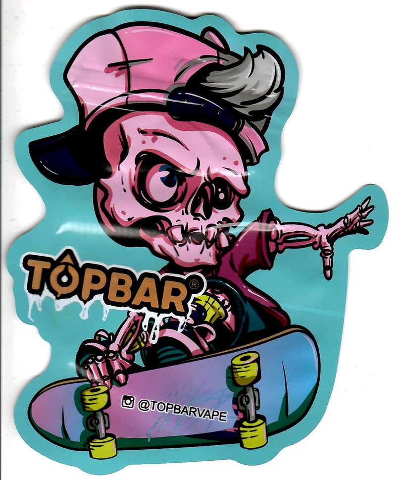 Set of 50 TBS SUPPLY CO Skull Skater matte Mylar smell-proof bags, durable packaging for storing various products.