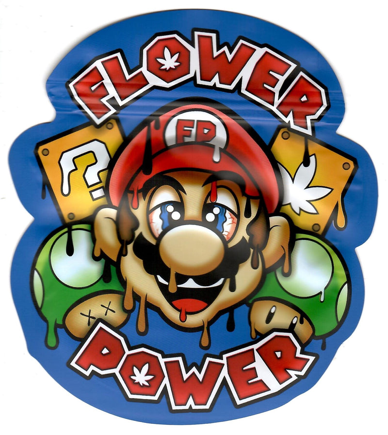 Smell-proof Flower Power Matte Mylar Bags by TBS Supply Co, 50-pack, with colorful flower design and resealable closure.