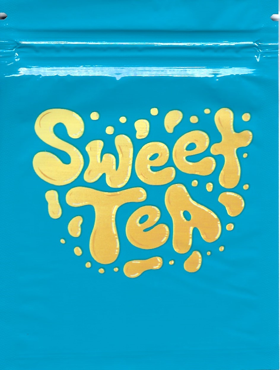 Smell-proof sweet tea packaging with 100 tea bags in a resealable pouch by The Baggie Store