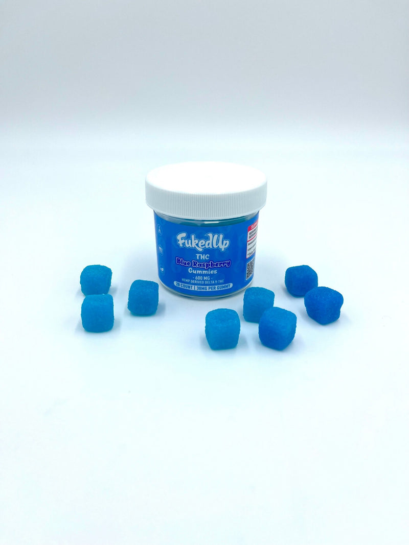 Fuked Up Delta 9 THC Gummies in colorful packaging, showcasing the branded cannabis-infused edible product.
