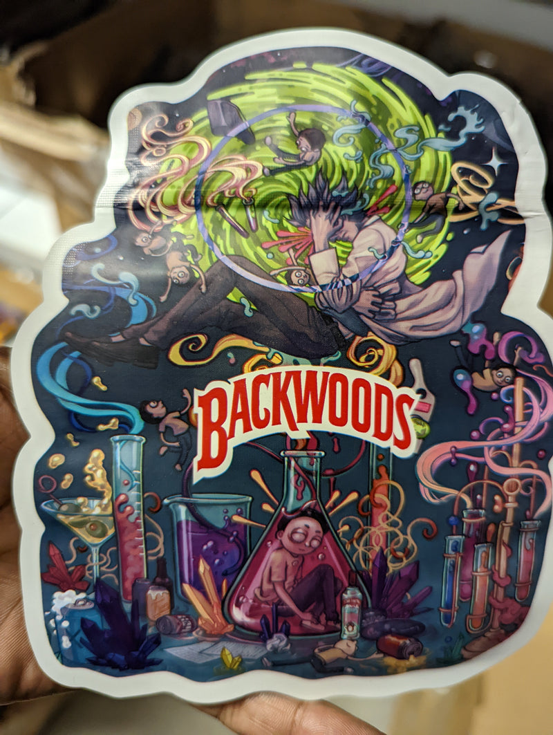 Smell-proof Backwoods Bad Lab Mylar Bags by TBS SUPPLY CO, 50-pack, featuring durable, resealable, black foil packaging.