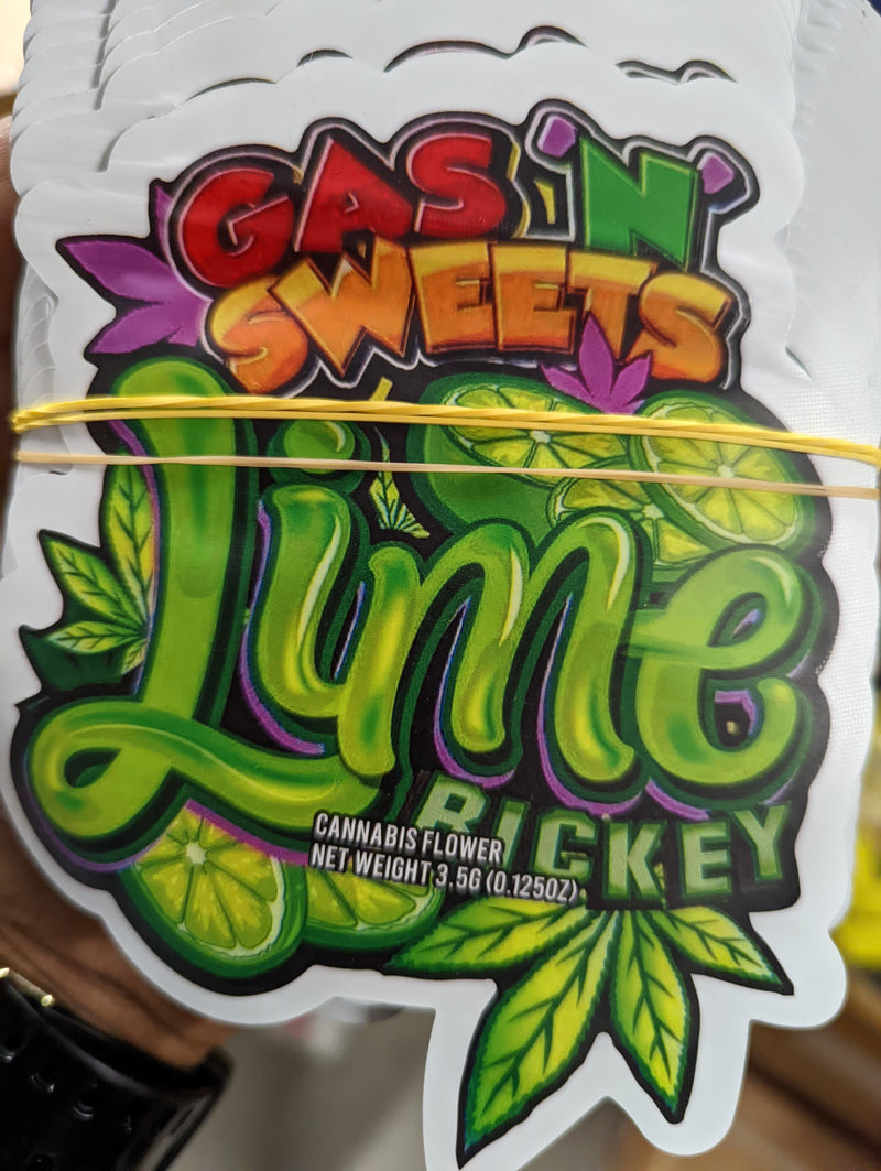 Smell-proof Lime Mylar Bags by Gas N Sweets, set of 50, featuring airtight seals and durable, resealable packaging.