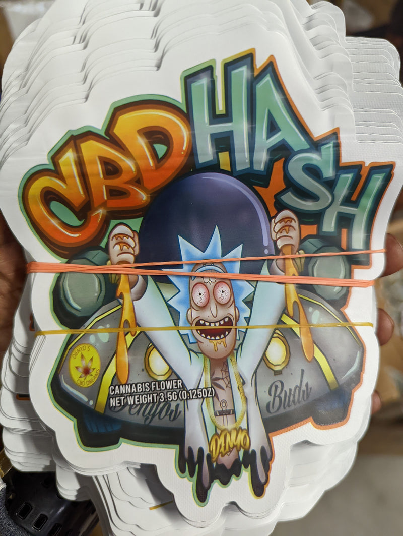 Smell-proof CBD hash mylar bags in a pack of 50, featuring resealable closure and durable packaging by The Baggie Store.