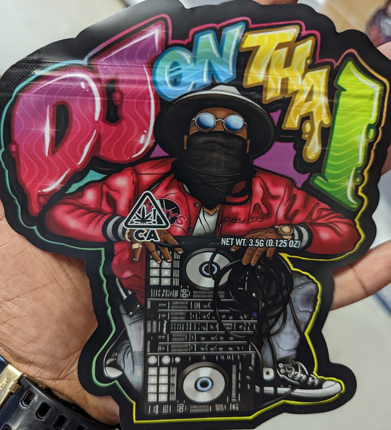 Smell-proof DJ On Tha 1 Mylar Bags, 50-pack, featuring resealable, durable silver foil design for discreet storage.