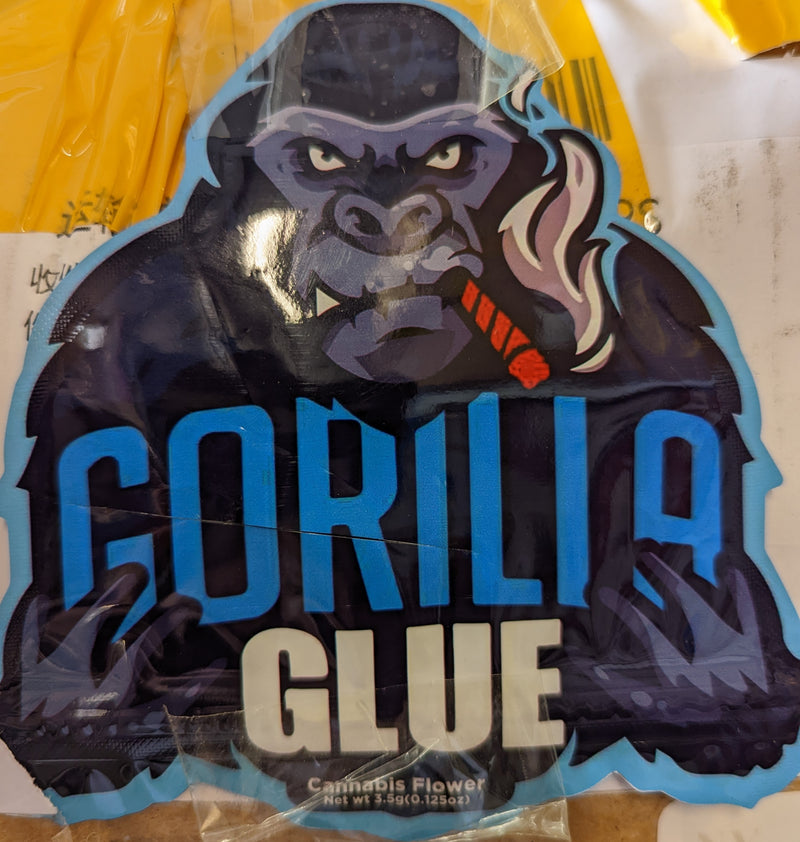 Smell-proof Gorilla Glue Mylar bags from The Baggie Store, 50-pack, showing sealed, durable storage bags with zipper closure.