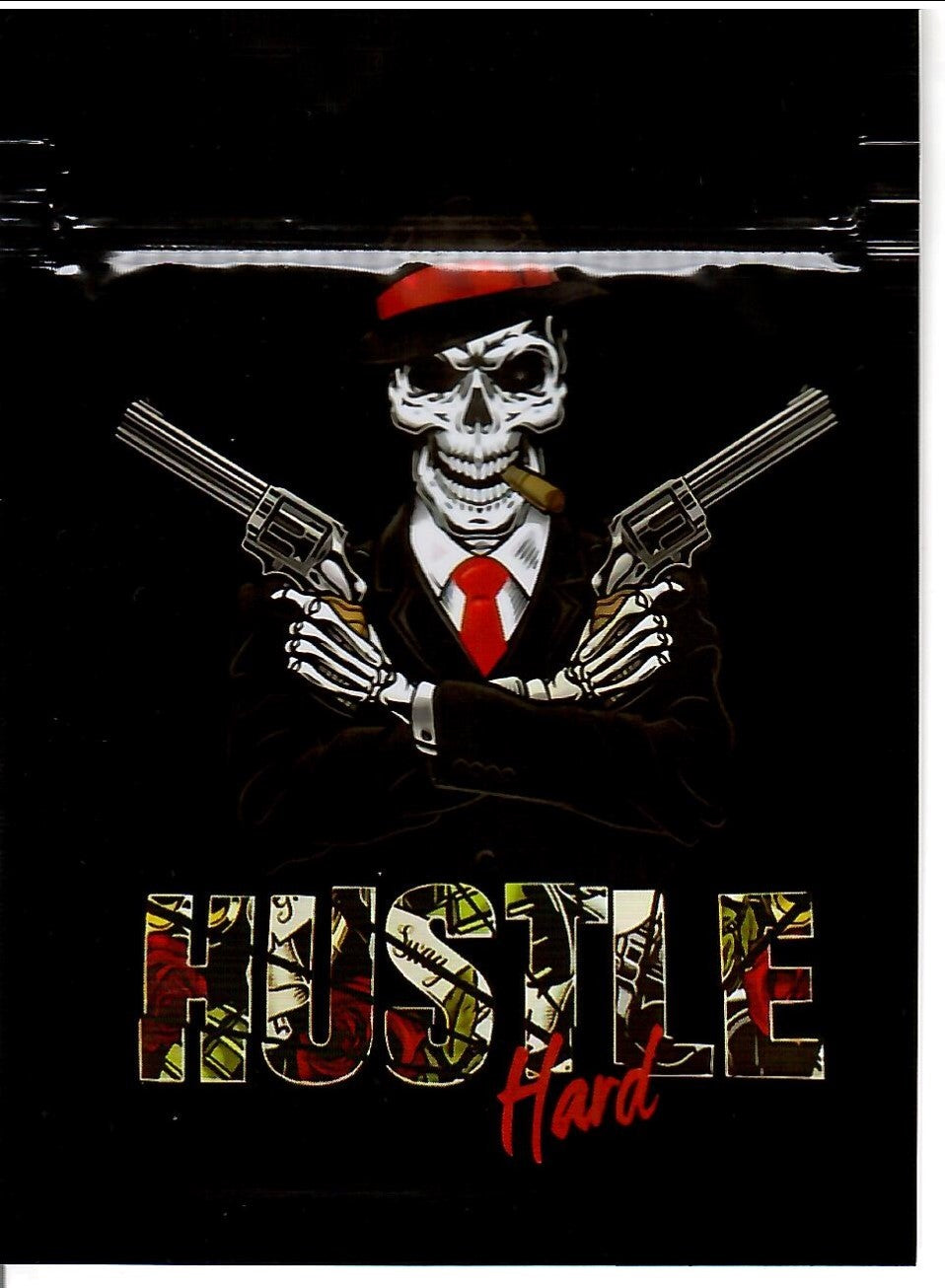 Smell-proof Hustle Hard Mylar Bags in a pack of 100, durable storage bags by The Baggie Store.