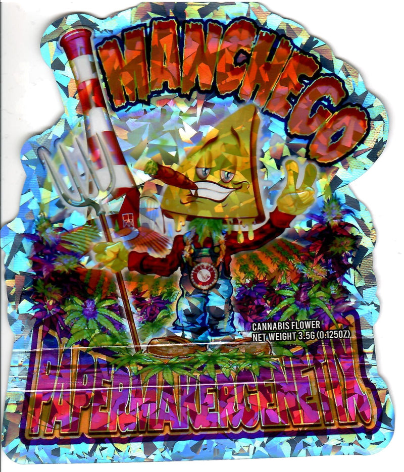 Smell-proof Manchego Paper Maker Genetix hologram bags in a pack of 50, featuring secure A4-sized packaging from The Baggie Store.
