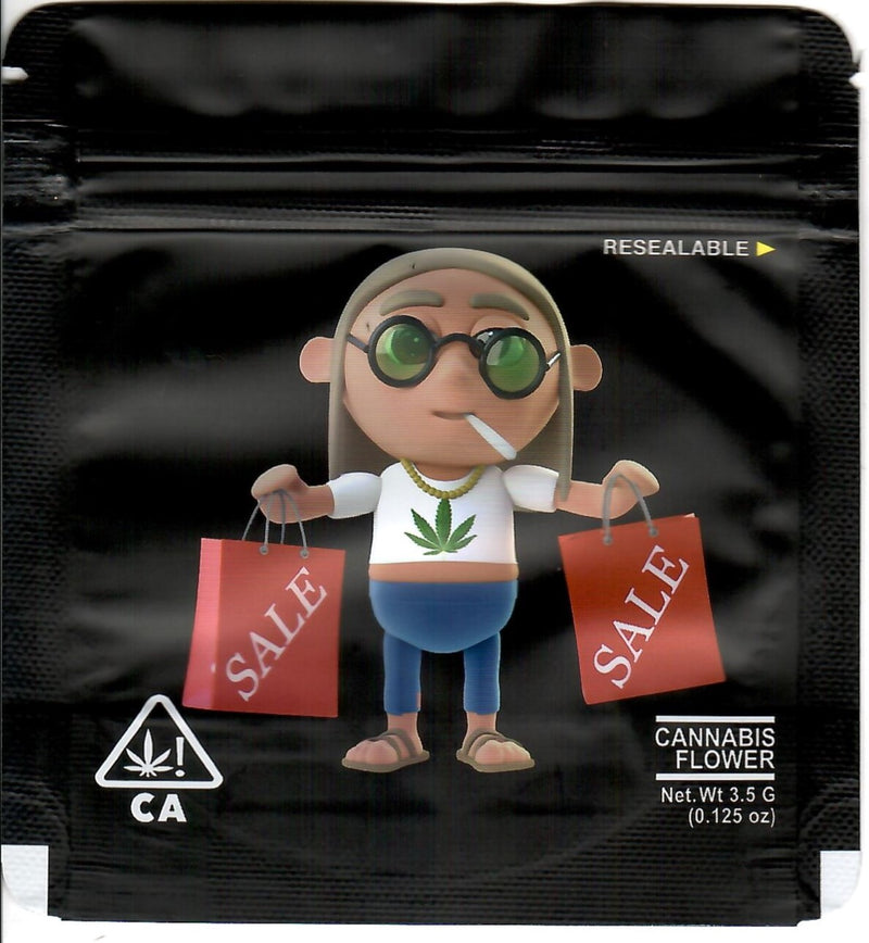 Smell-proof Mylar bags by The Baggie Store, 50-pack, showing silver foil, resealable, ideal for storage and packaging.