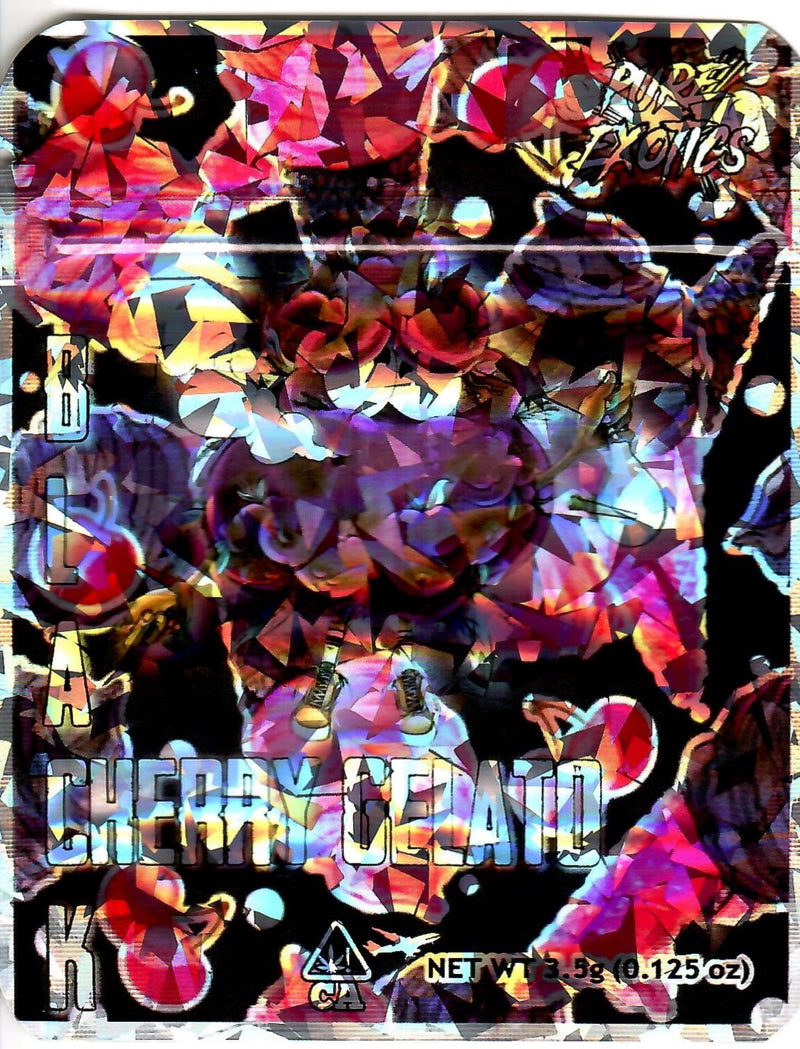 Black Cherry Gelato hologram smell-proof bags, 50-pack from The Baggie Store, featuring secure, stylish storage for small items.