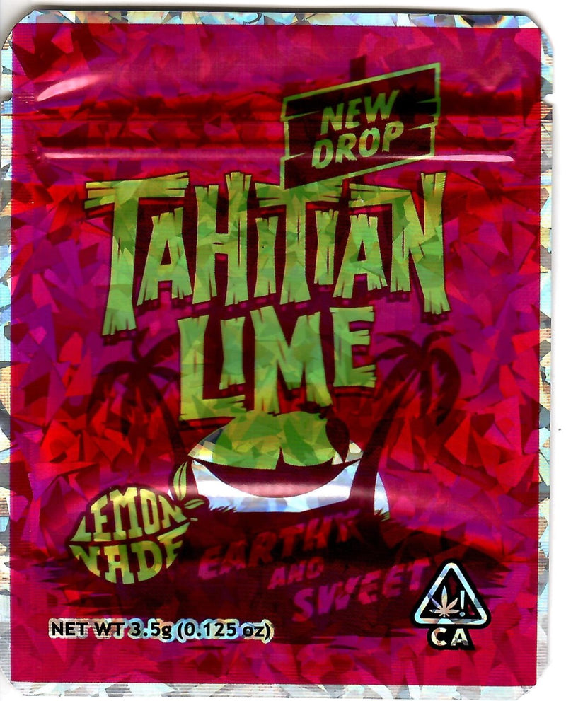 Hologram Tahitian Lime smell-proof bags by The Baggie Store, 50-pack, featuring vibrant lime design and secure closure.