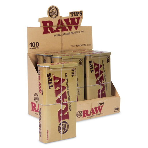 RAW 100 Pre-Rolled Tips in RAW Tin - TBS Supply Co